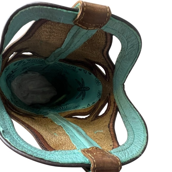 Corral Brown NIB W7 Turquoise and Brown Leather Studded Cut Out Western Boots - Picture 13 of 15